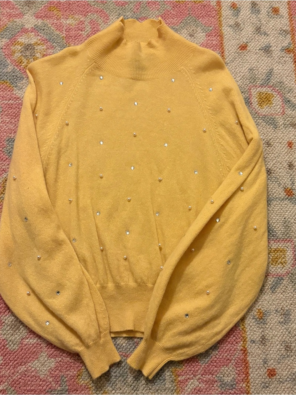Rhinestone & Pearl Cashmere Sweater